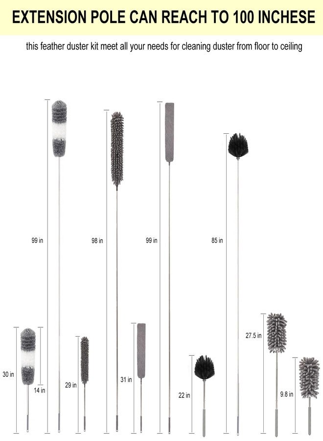 ShineMe 6pack Duster with Extension Pole, Reusable Microfiber Duster with Telescoping Pole & Different Duster Head for Cleaning High Ceilings, Walls, Fans, Cobweb, Gap, Blind, Furniture, Cars... - Image 4